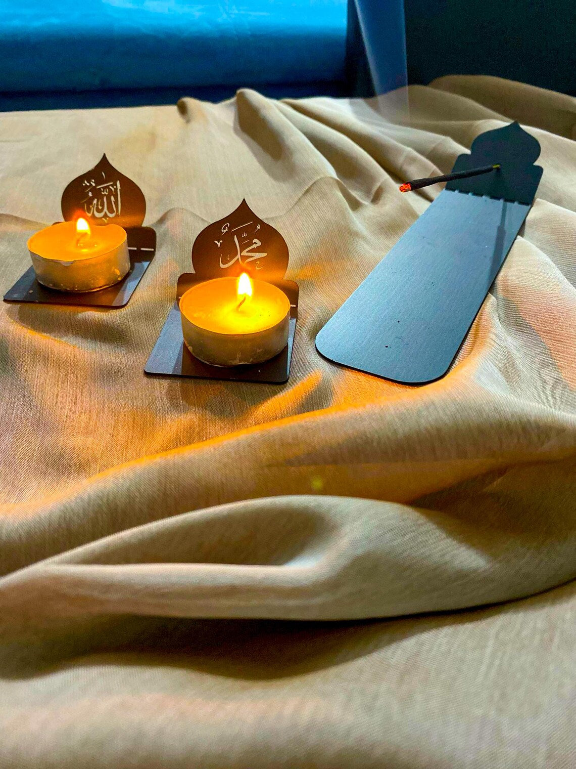 Islamic Metal Candle Holder & Incense Burner - Unique Home Decor, Spiritual Gift, Elegant Design, Home Decor, Muslim Eid Mubarak
