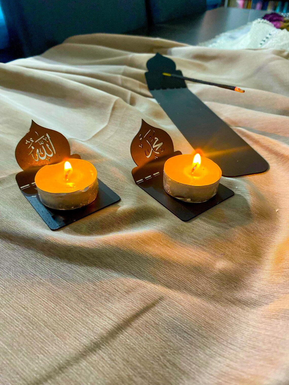 Islamic Metal Candle Holder & Incense Burner - Unique Home Decor, Spiritual Gift, Elegant Design, Home Decor, Muslim Eid Mubarak