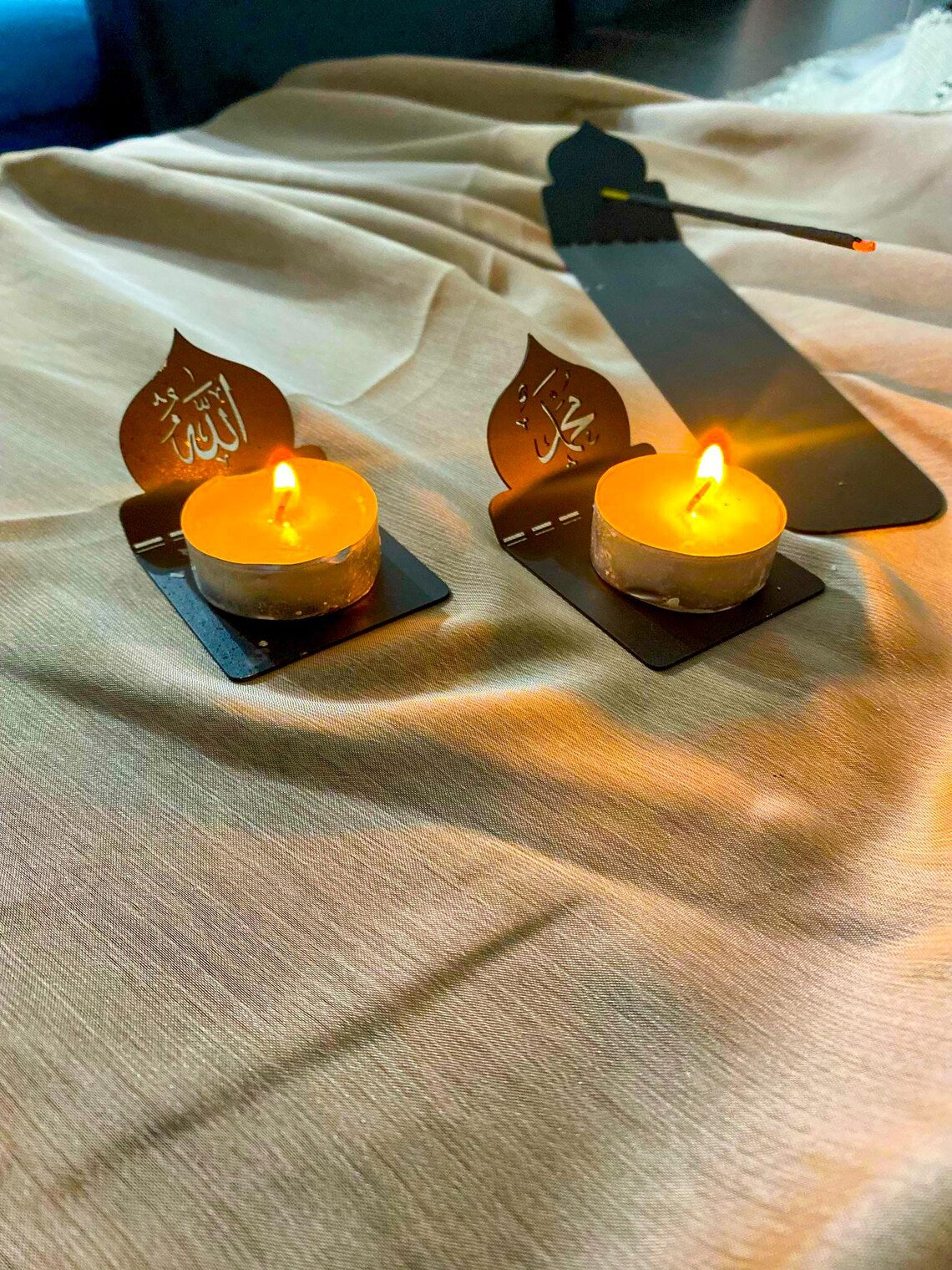 Islamic Metal Candle Holder & Incense Burner - Unique Home Decor, Spiritual Gift, Elegant Design, Home Decor, Muslim Eid Mubarak