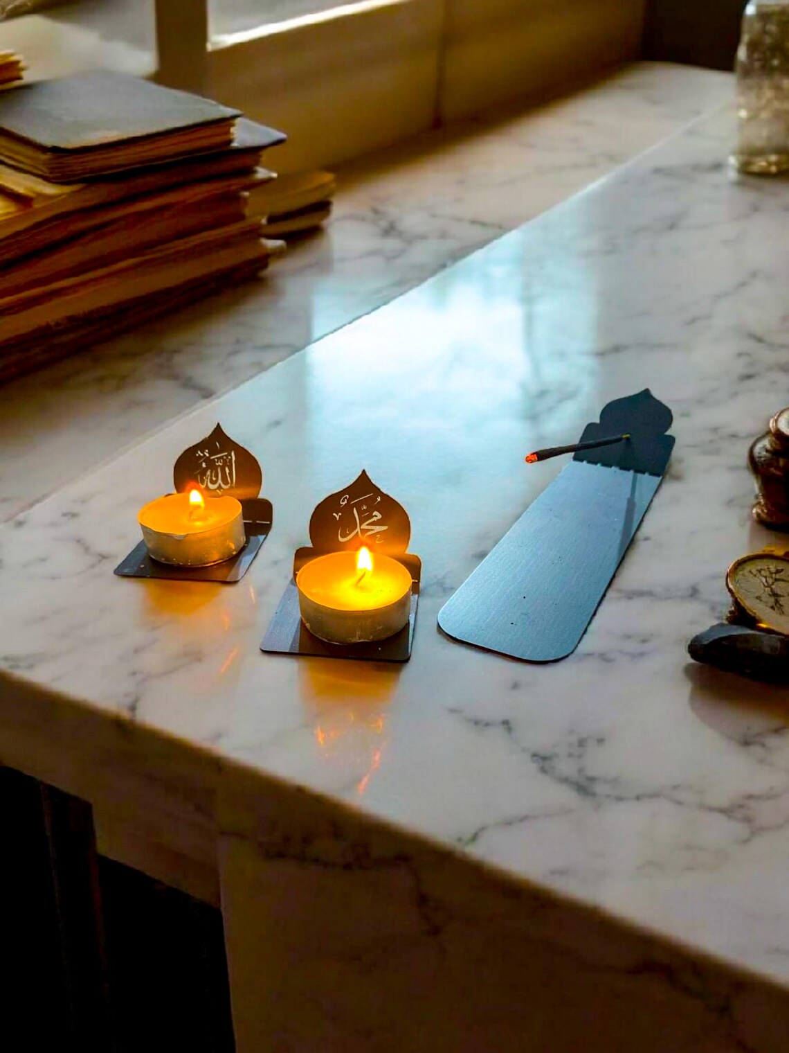 Islamic Metal Candle Holder & Incense Burner - Unique Home Decor, Spiritual Gift, Elegant Design, Home Decor, Muslim Eid Mubarak